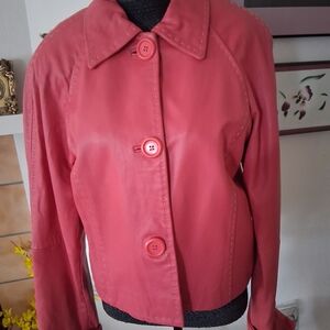 Chic Tangerine Orange Leather Jacket for Women